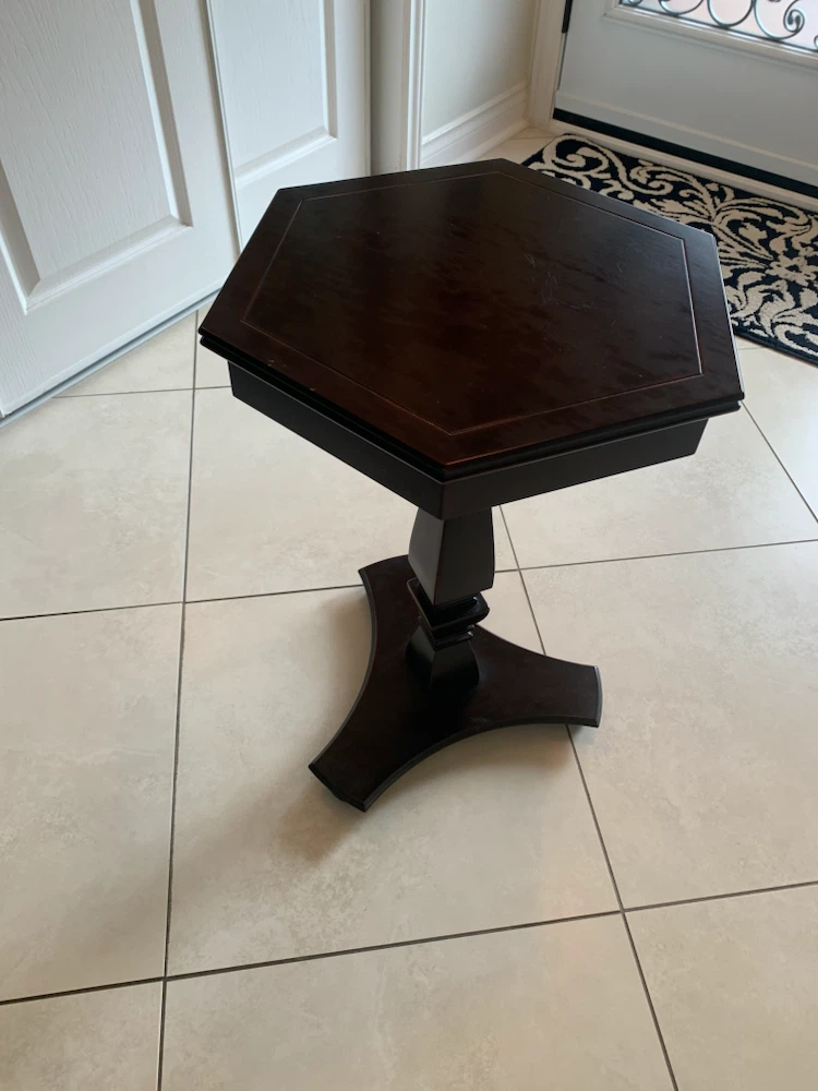 Dark Wood Hexagonal Side Table