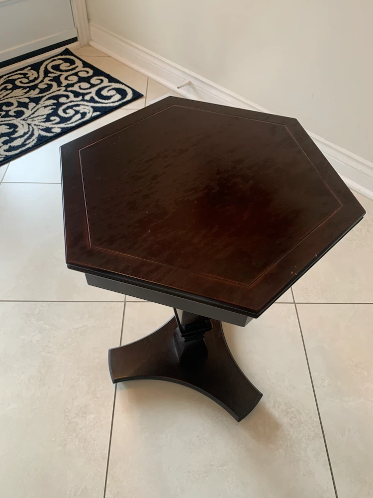 Dark Wood Hexagonal Side Table - photo 2