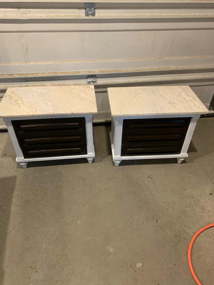 Set of Two Marble-Top Side Tables