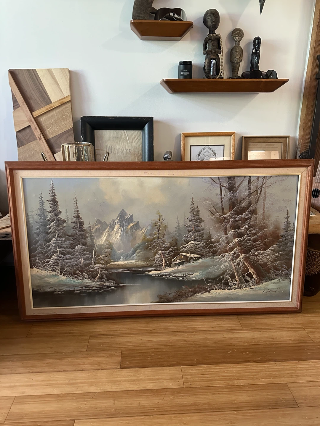 LARGE XL VINTAGE MCM LANDSCAPE OIL PAINTING FINE ART - photo 3