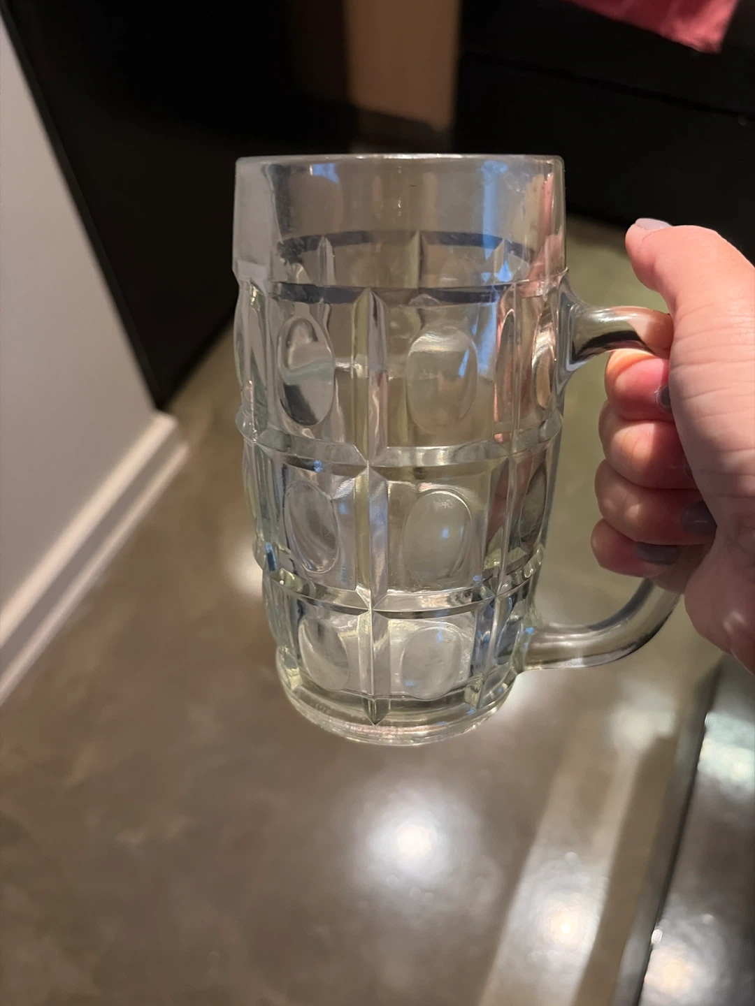 Clear glass beer mug