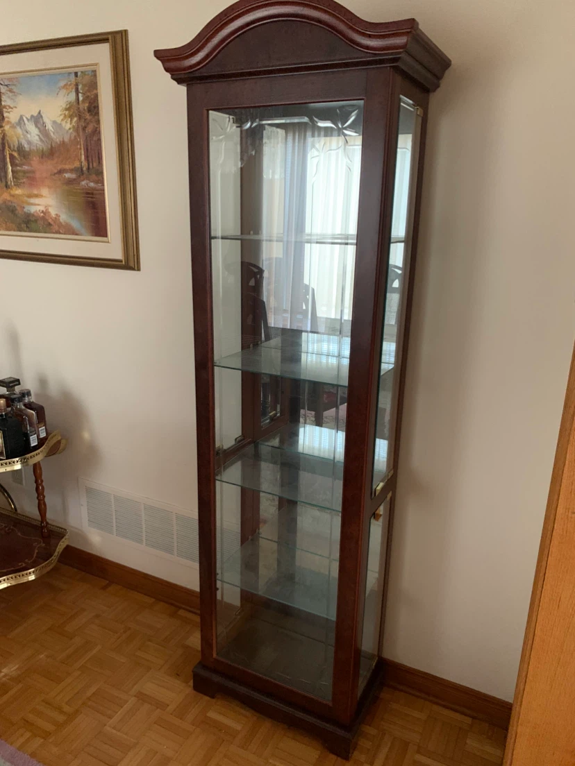 Wooden Display Cabinet with Glass Shelves