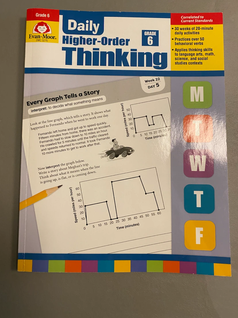 Evan-Moor Daily Higher-Order Thinking Grade 6 Book