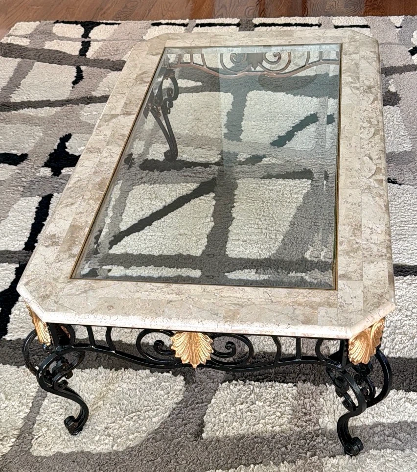 Coffee Table-Rectangle and Wrought Iron-Vintage!