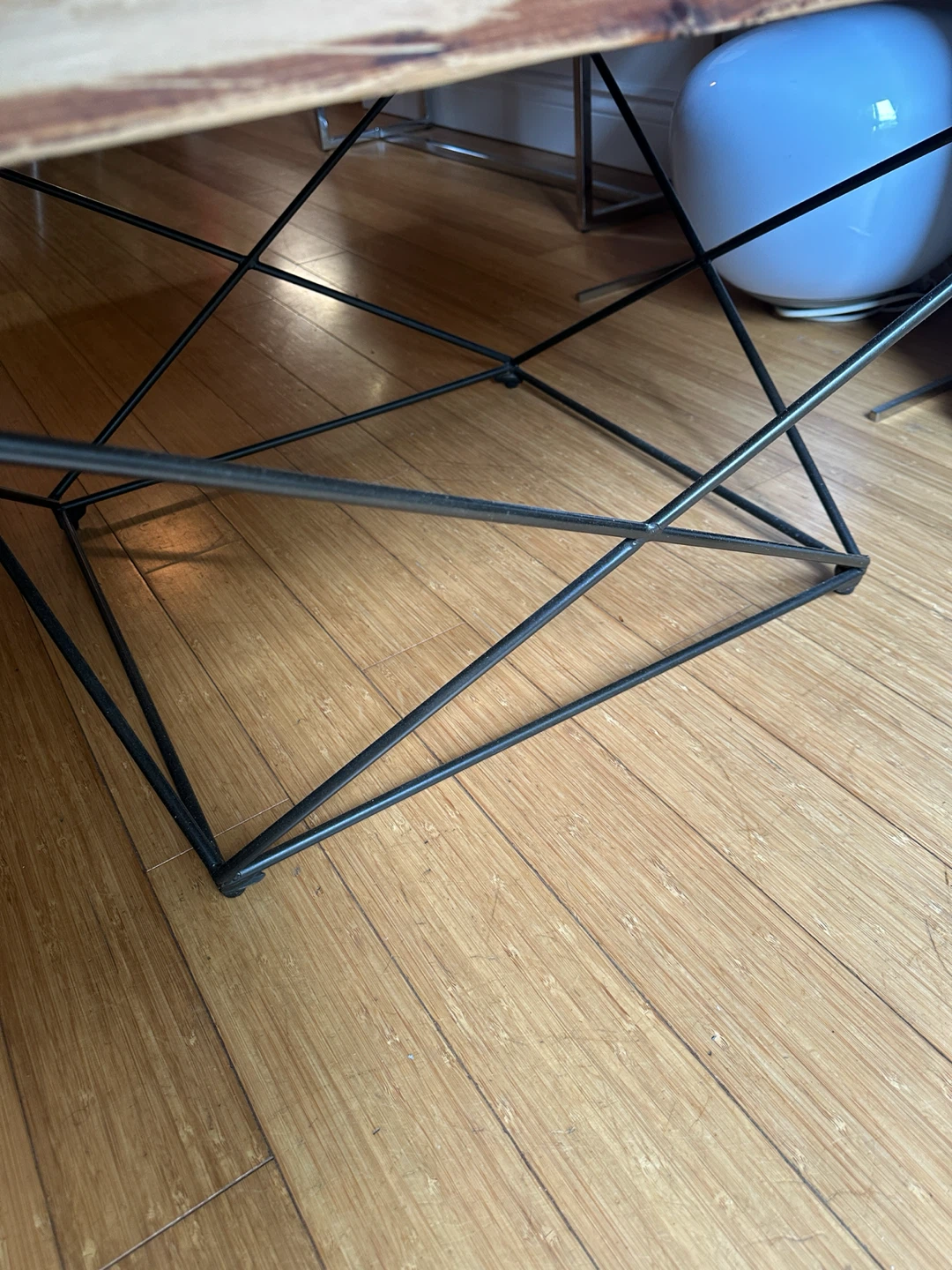VINTAGE LIVE EDGE BOHO CHIC RUSTIC COFFEE TABLE MODERN STEEL - photo 4