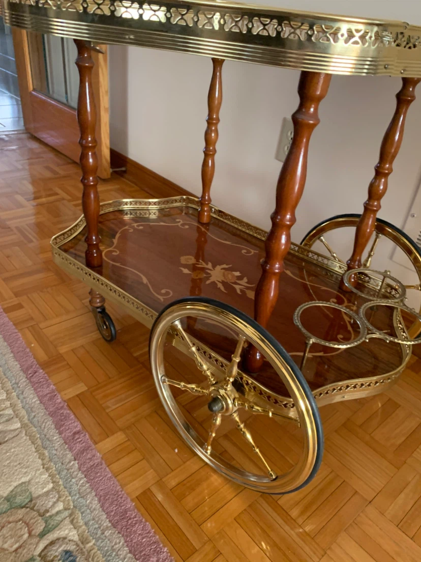 Vintage Marquetry Serving Trolley - photo 3
