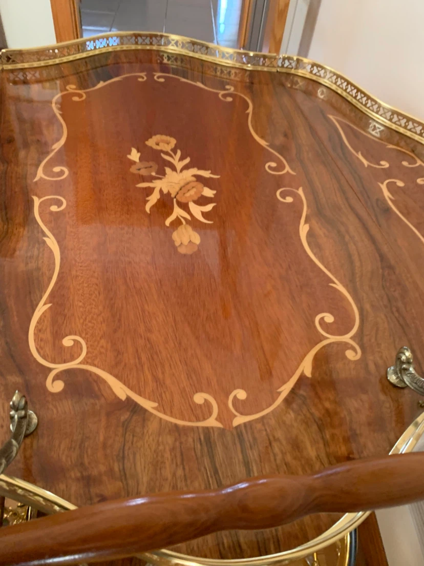 Vintage Marquetry Serving Trolley - photo 5
