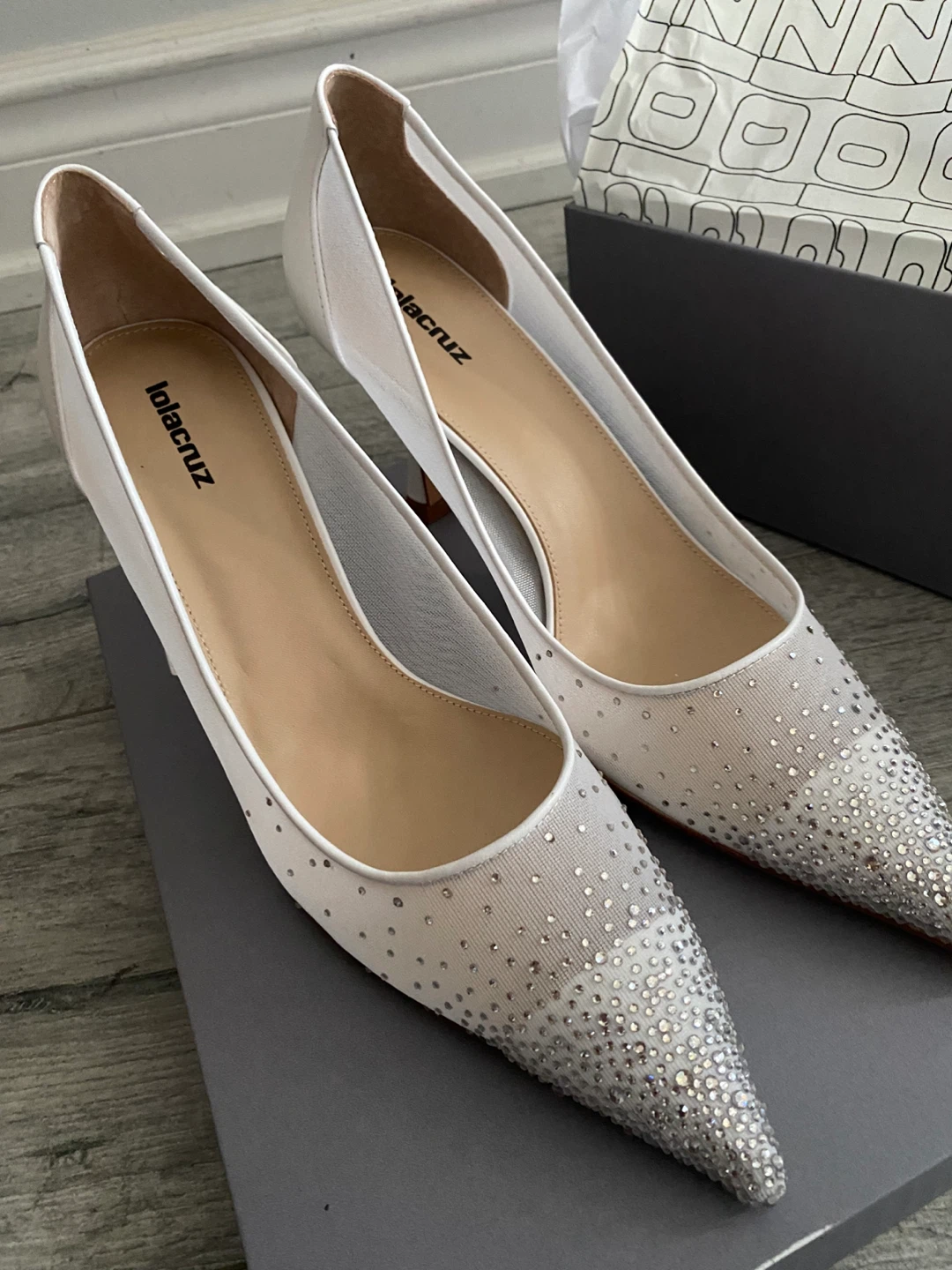 Lola Cruz White Embellished Mesh Pumps Size 40 - photo 5