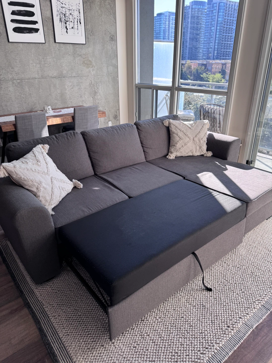 Structube Dark Grey Sectional Sofa Bed with Storage - photo 3