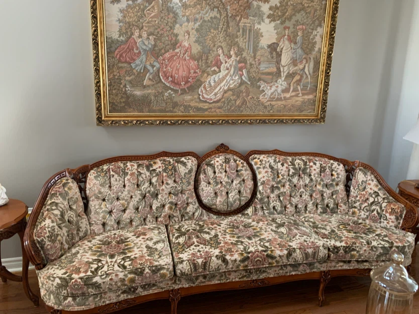 Vintage Floral Sofa and Matching Armchair