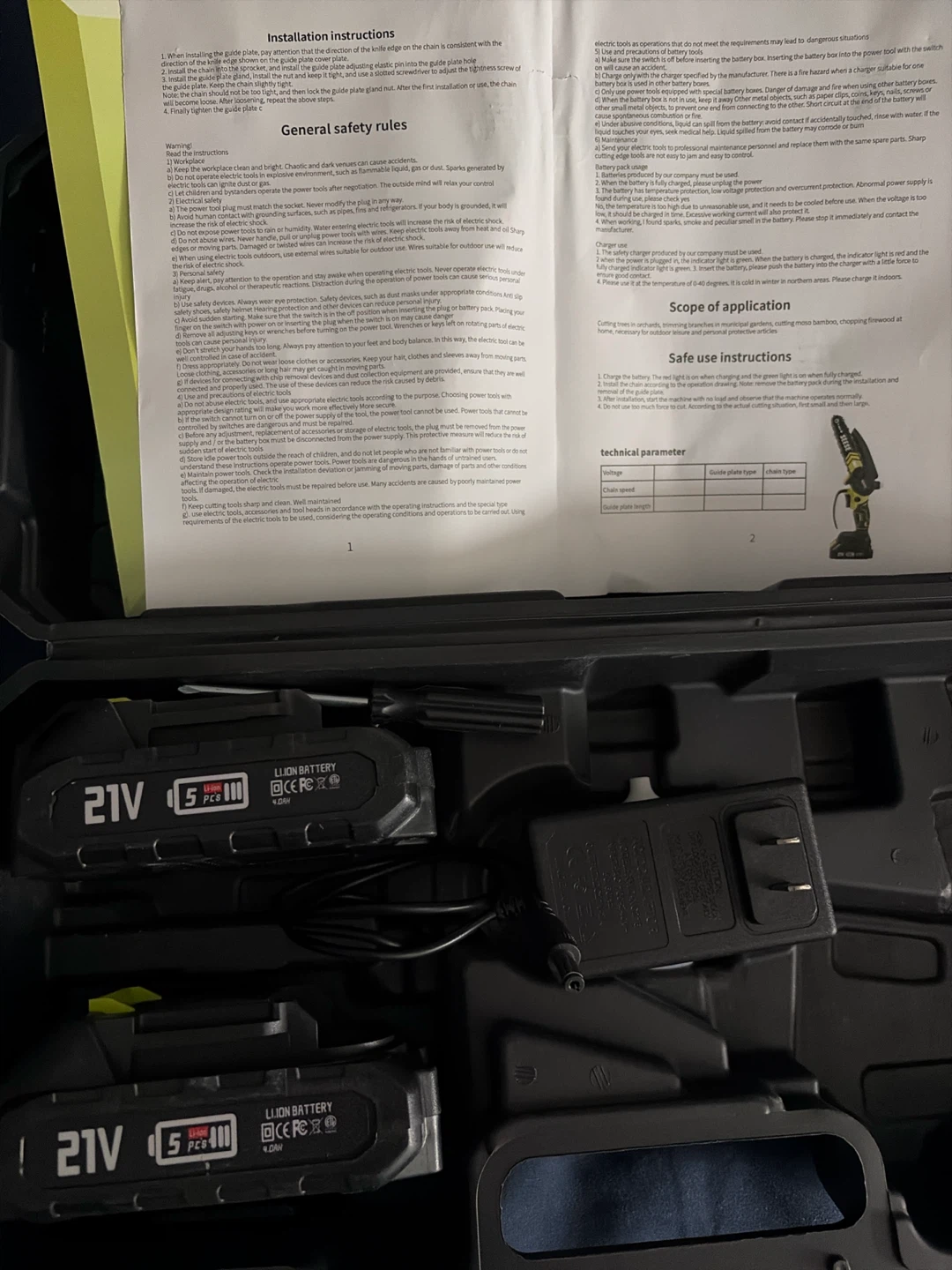 SEESE 6-inch Electric Chainsaw Kit with 2x 21V Batteries - photo 2