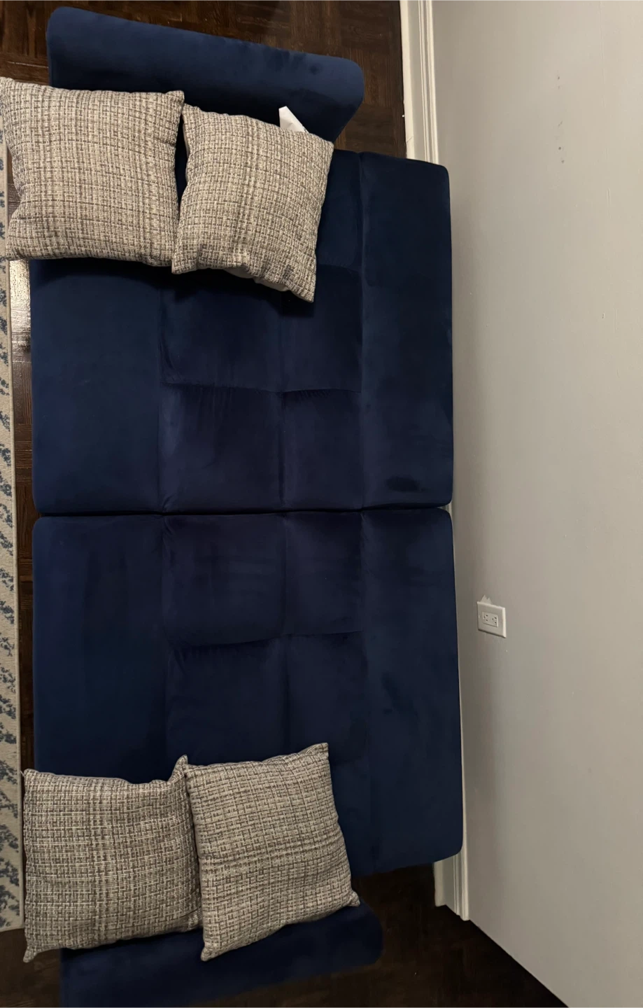 Navy Blue Velvet Sofa Bed - photo 2