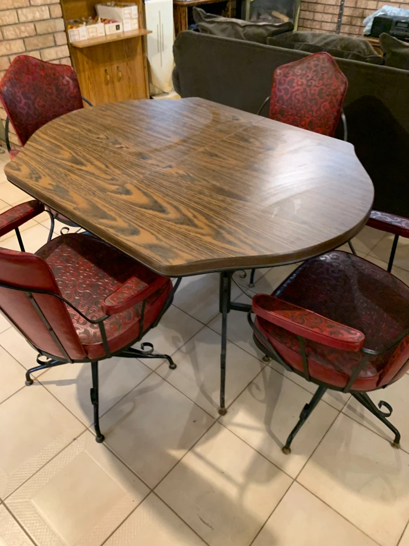 Vintage Dining Table Set with Four Chairs