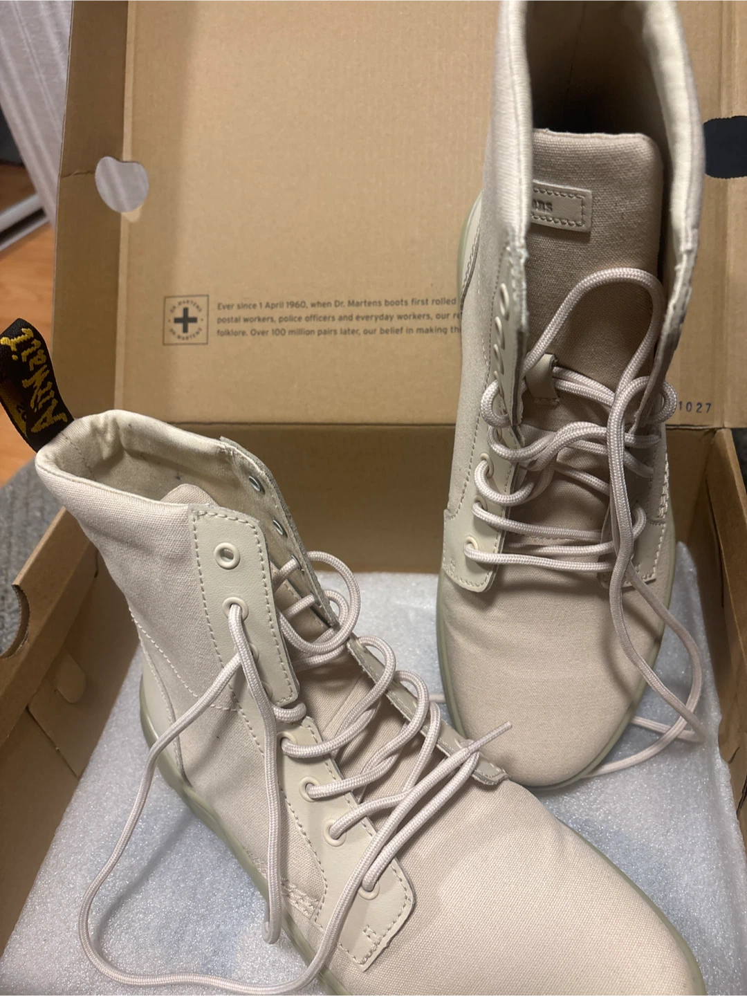 Dr. Martens Cream Canvas Boots