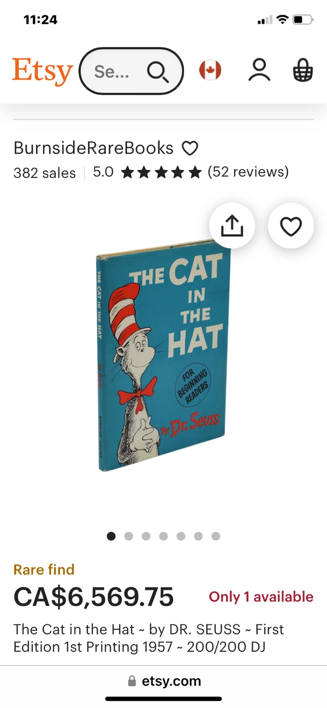 The Cat in the Hat First Edition 1st Printing 1957 Book