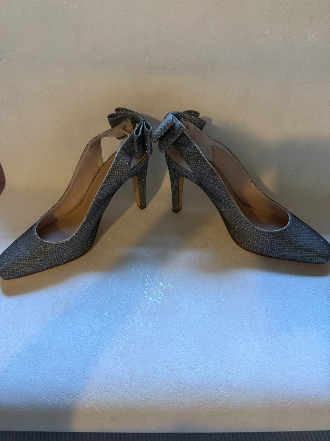 H&M Glitter Bow Slingback Heels