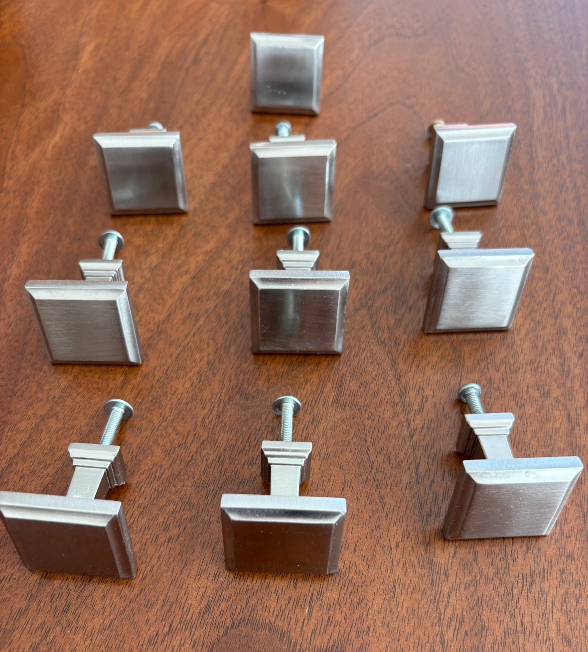 Set of 10 Brushed Nickel Square Cabinet Knobs - photo 2