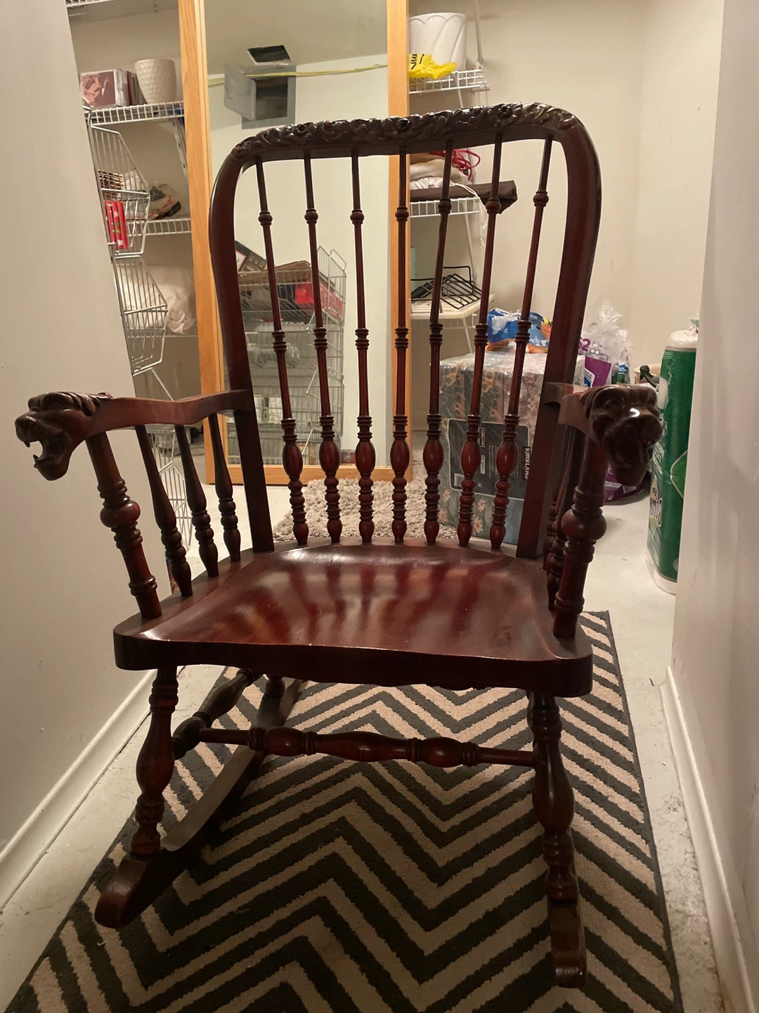 Vintage Carved Wooden Rocking Chair