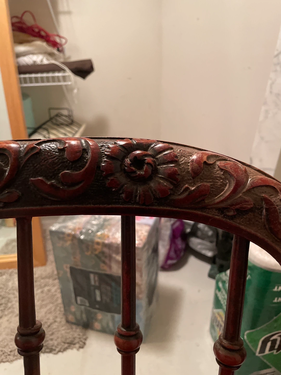 Vintage Carved Wooden Rocking Chair - photo 3