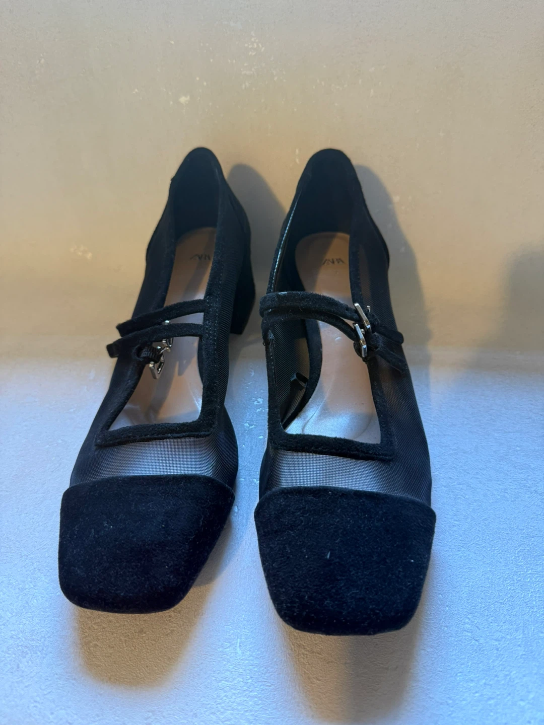 Zara Black Mesh and Suede Mary Janes - photo 2