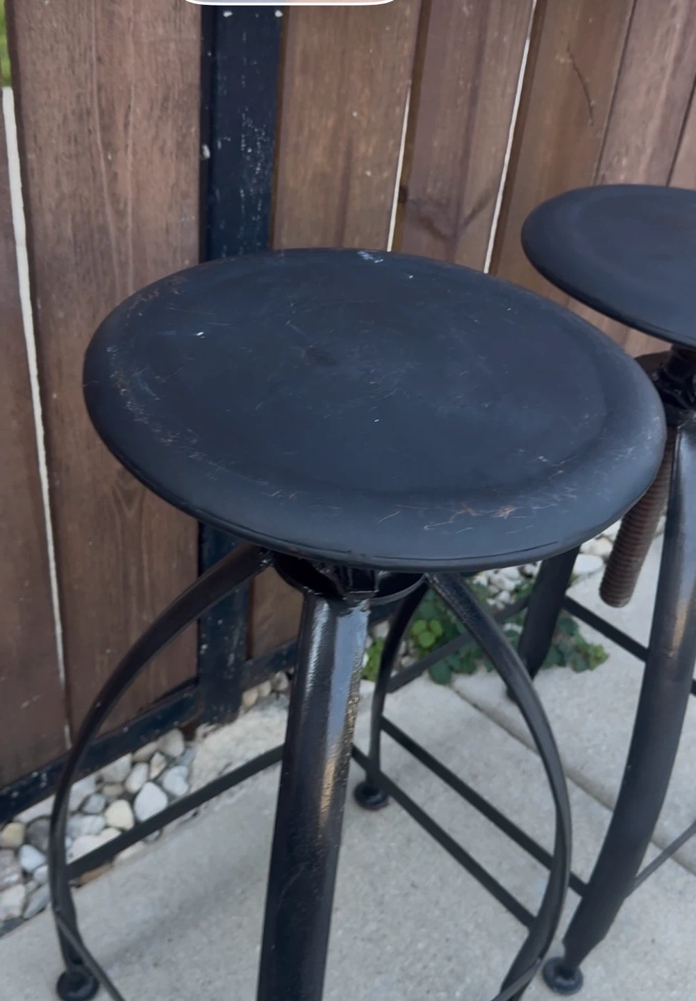 Pair of Industrial Style Metal Bar Stools - Fixed Height - photo 2
