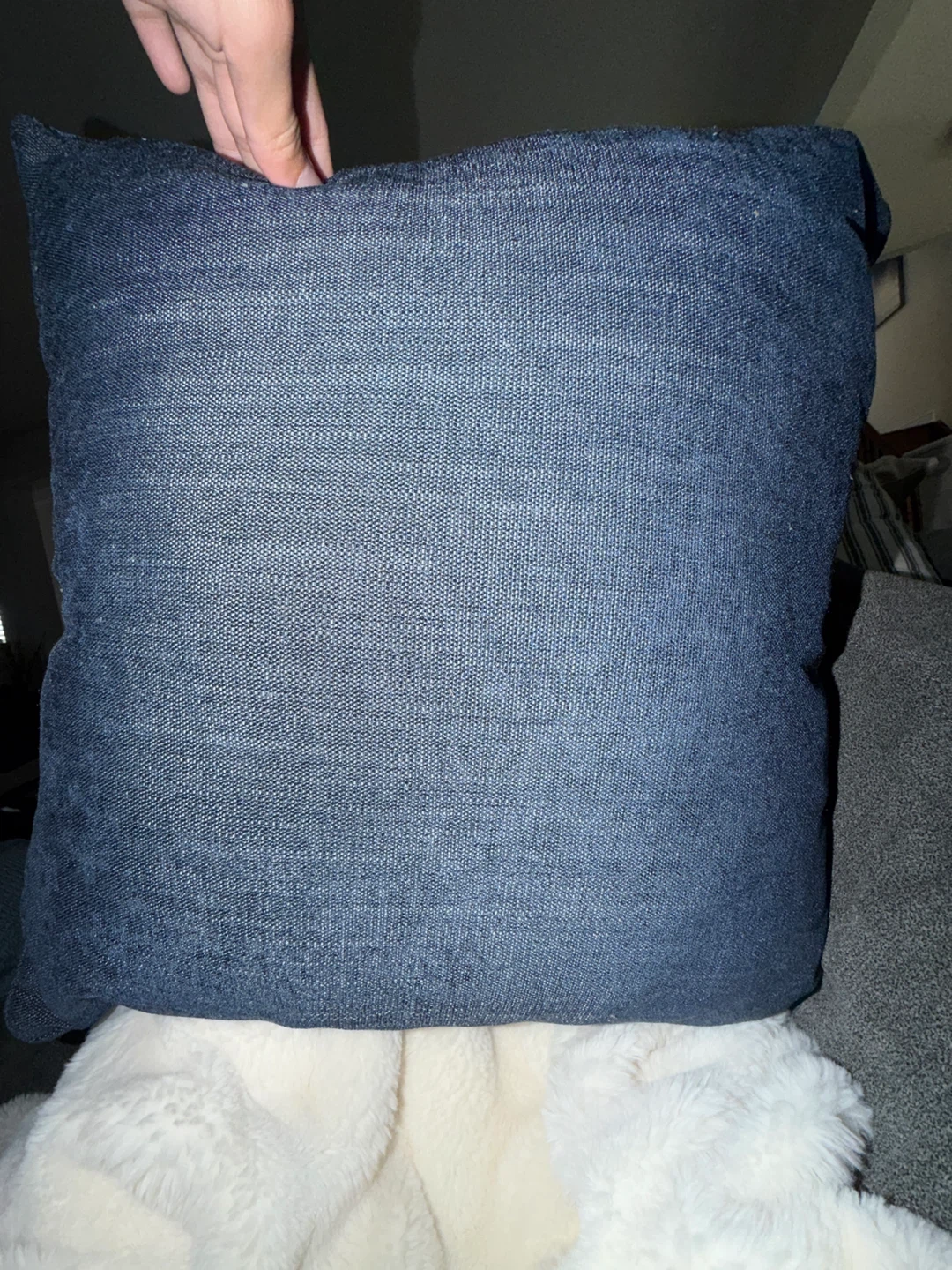 Dark Blue Textured Throw Pillow