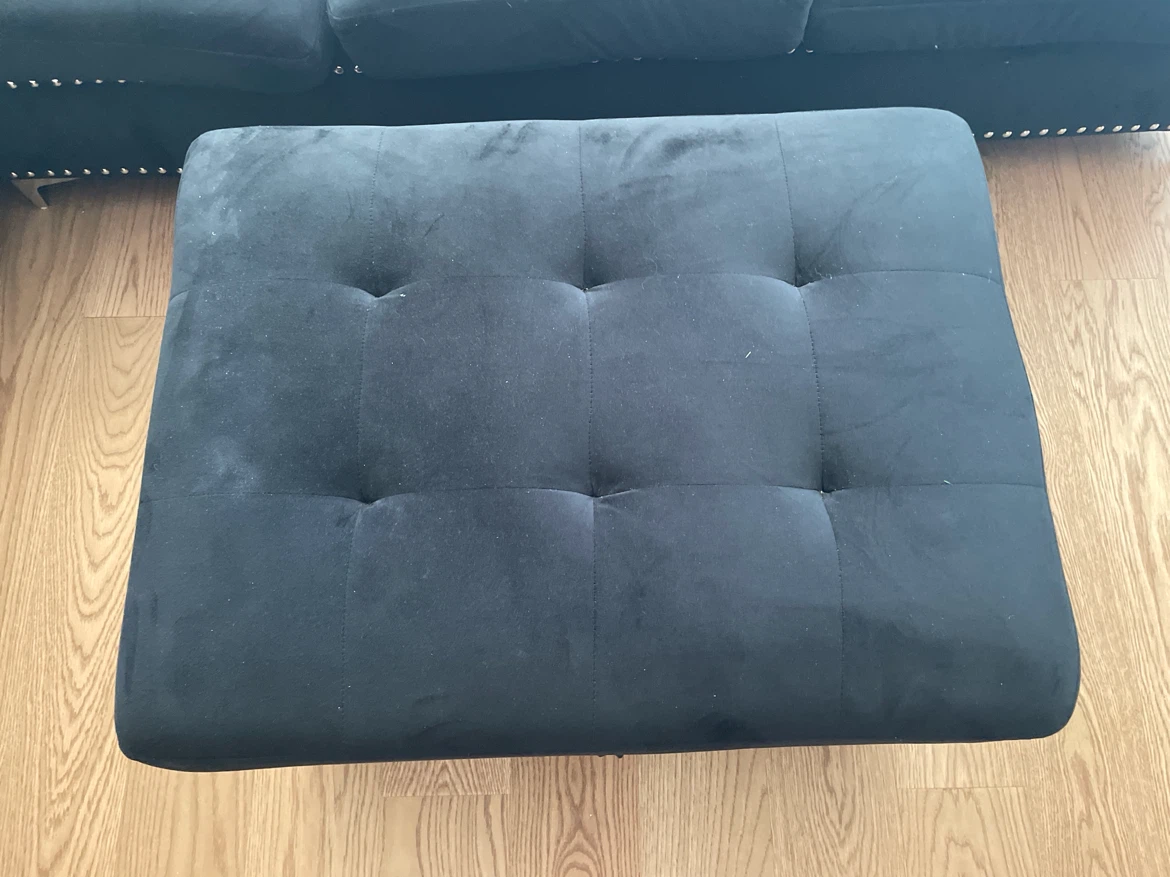 Black Velvet Sectional Sofa with Storage Ottoman - photo 2