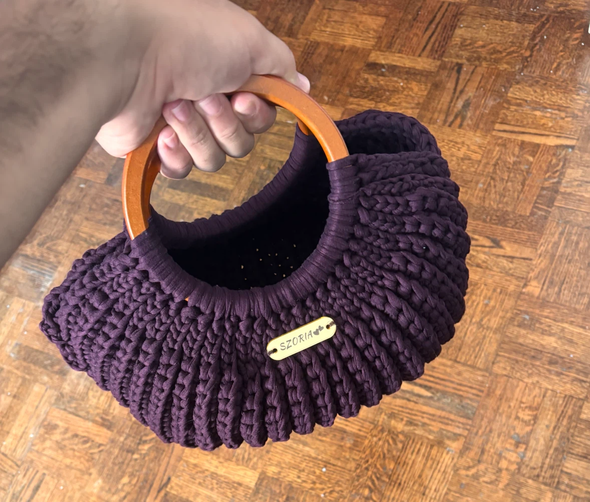 SZORIA Knitted Bag with Wooden Handles - photo 3