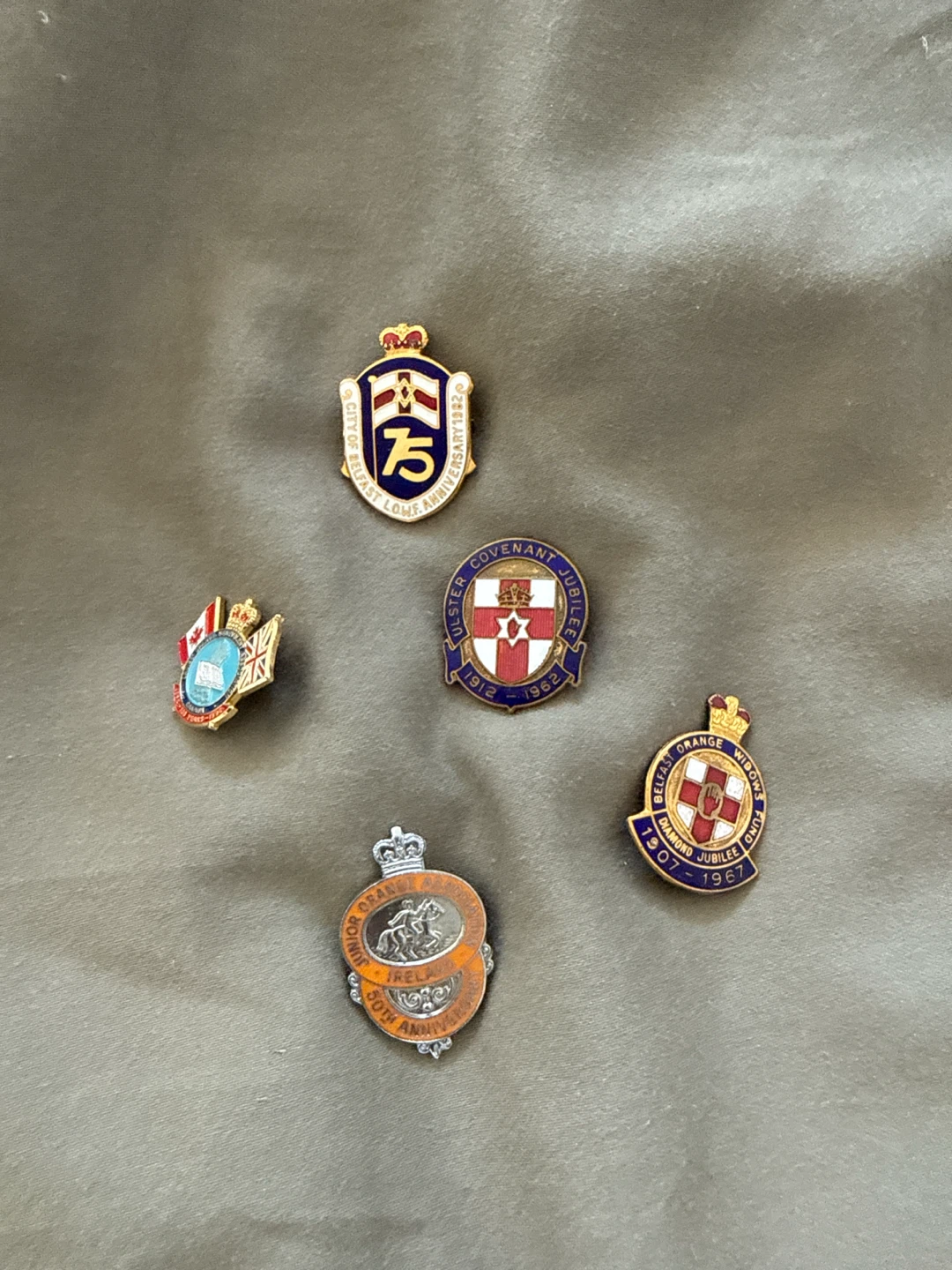 Set of 5 Vintage Commemorative Enamel Pins