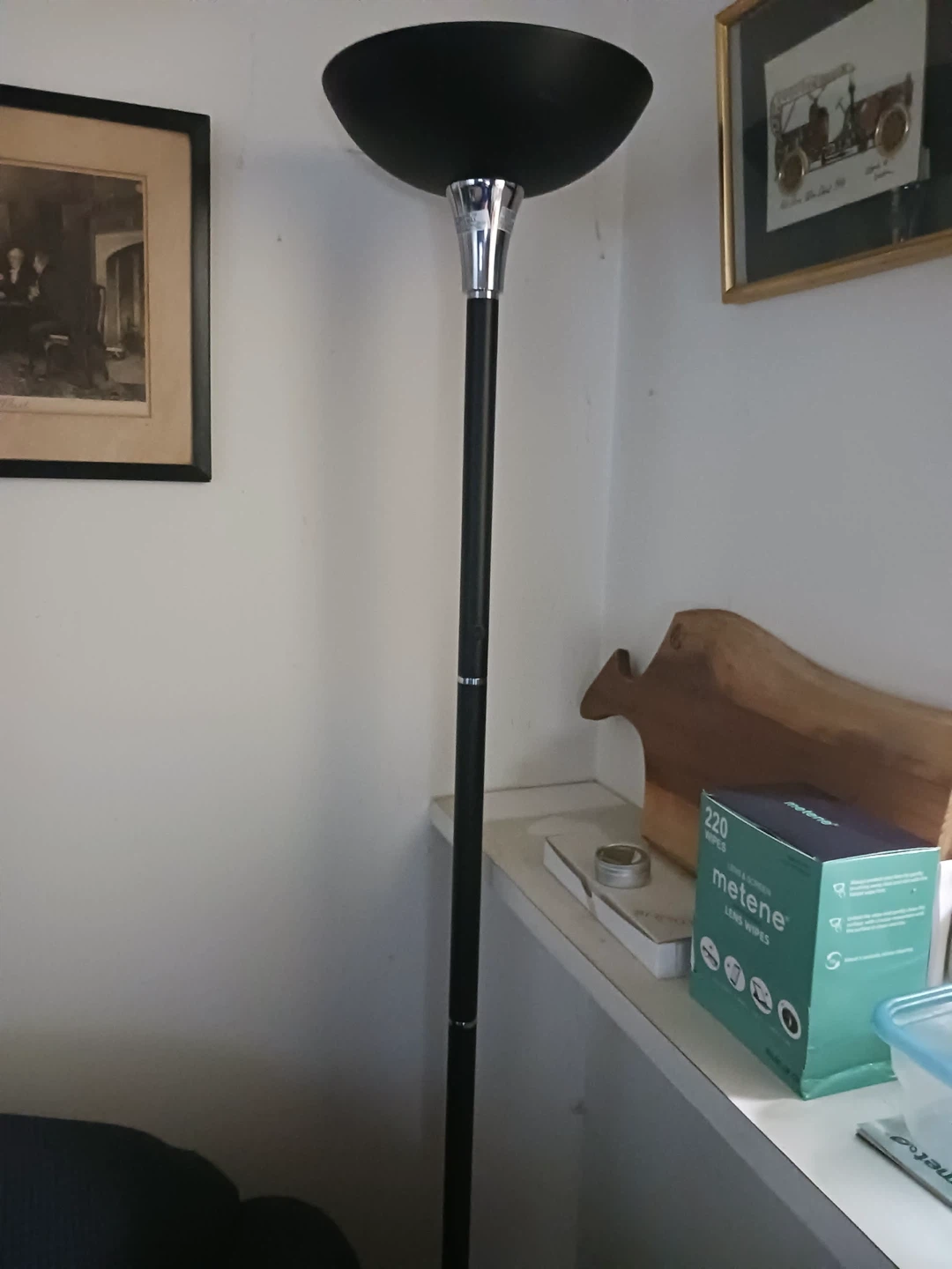 Two Black Floor Lamp with Chrome Accents