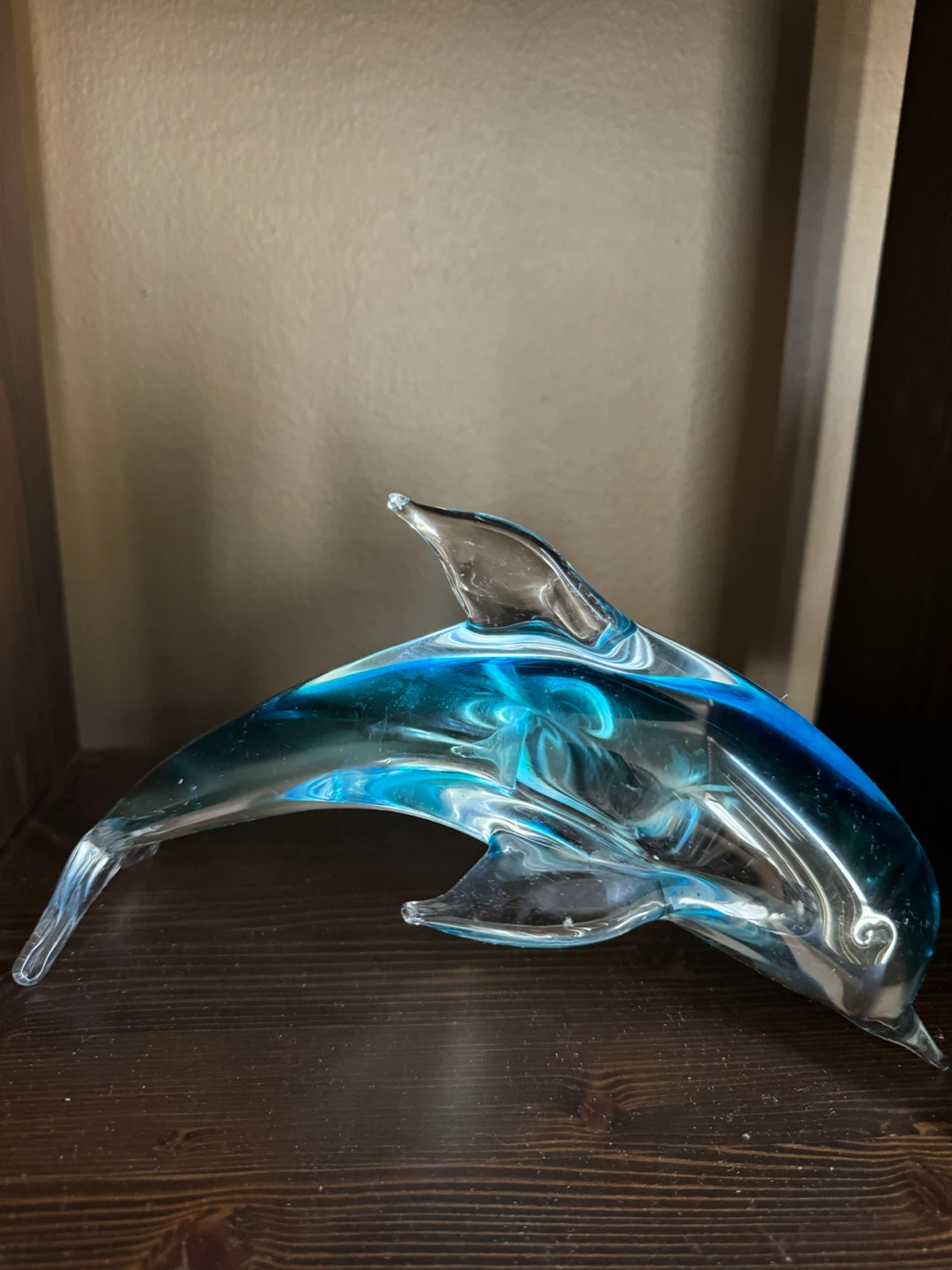 Pair of Blue Glass Dolphin Figurines - photo 2