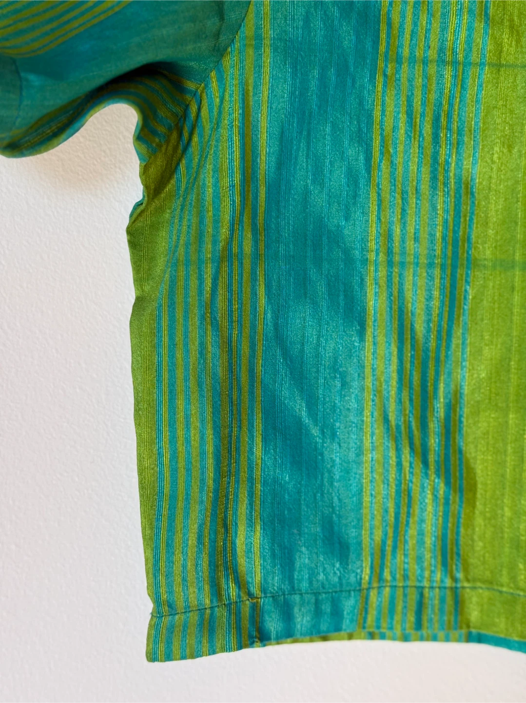 Green and Teal Striped Crop Top and Skirt Set - photo 3