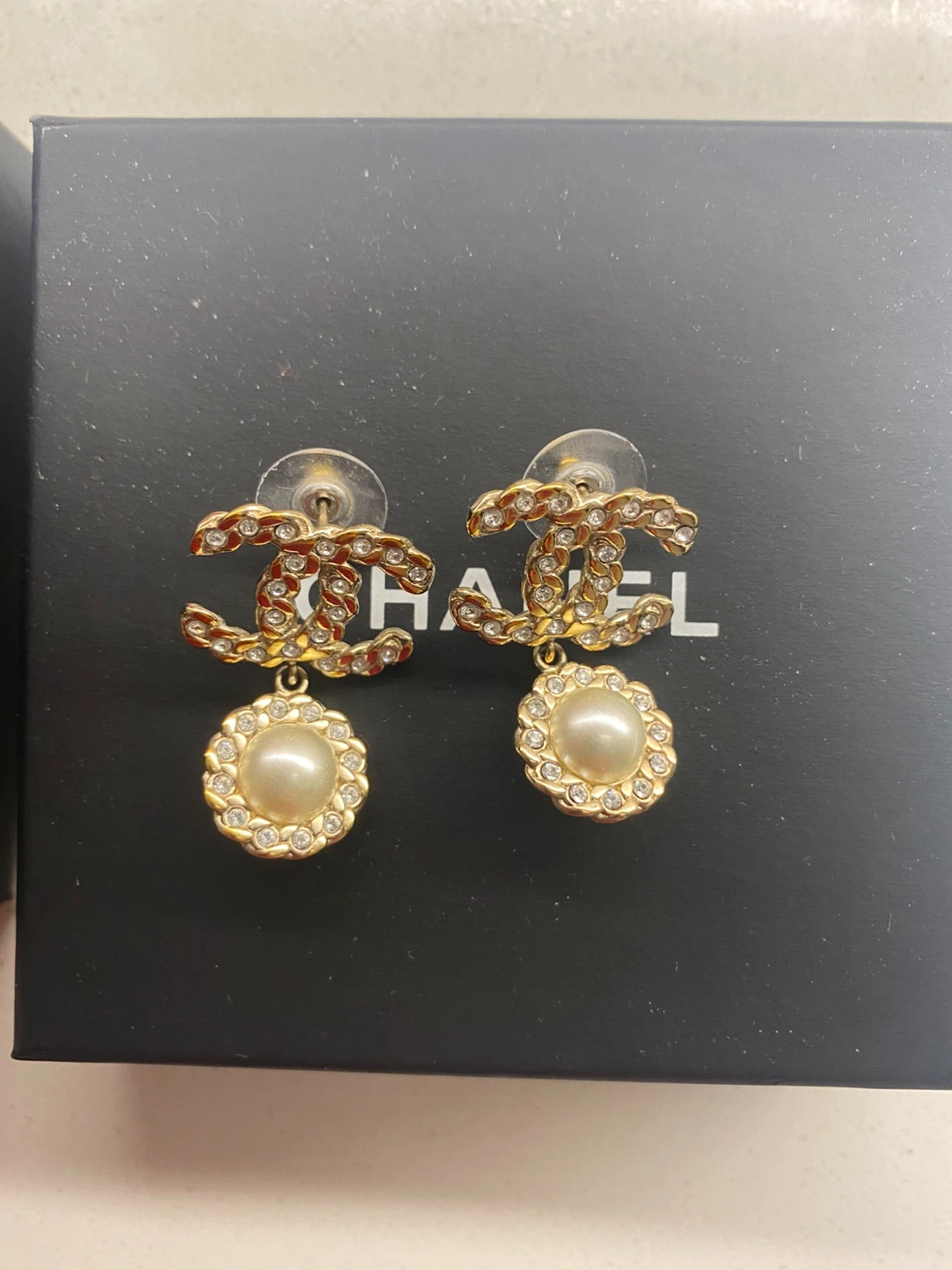 CHANEL CC Pearl Drop Earrings