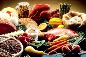 Assorted fresh foods and pantry items