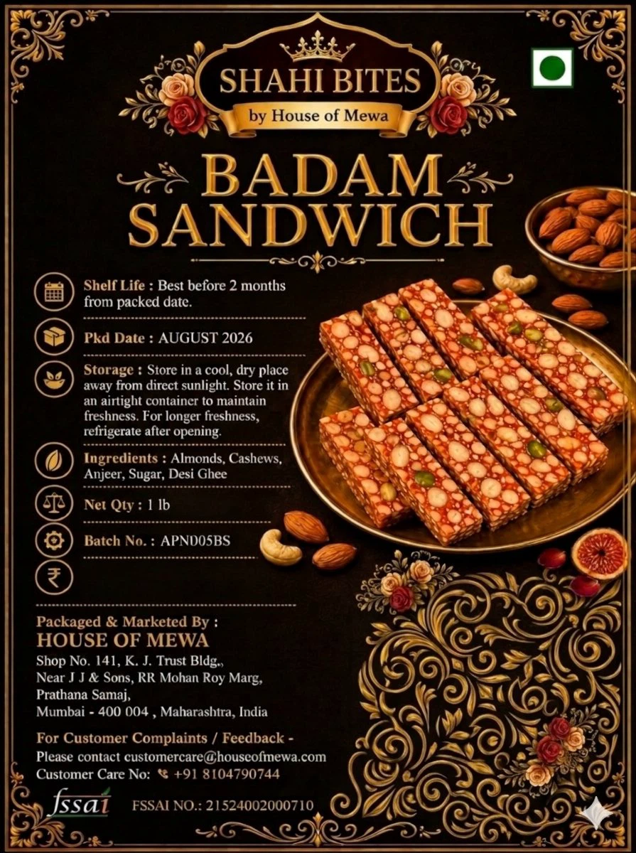 Shahi Bites Badam Sandwich - Indian Mithai