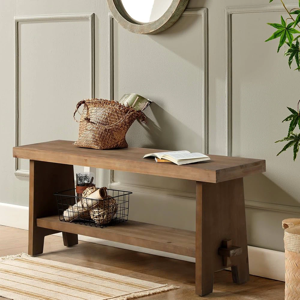Rustic Wood Entryway Bench