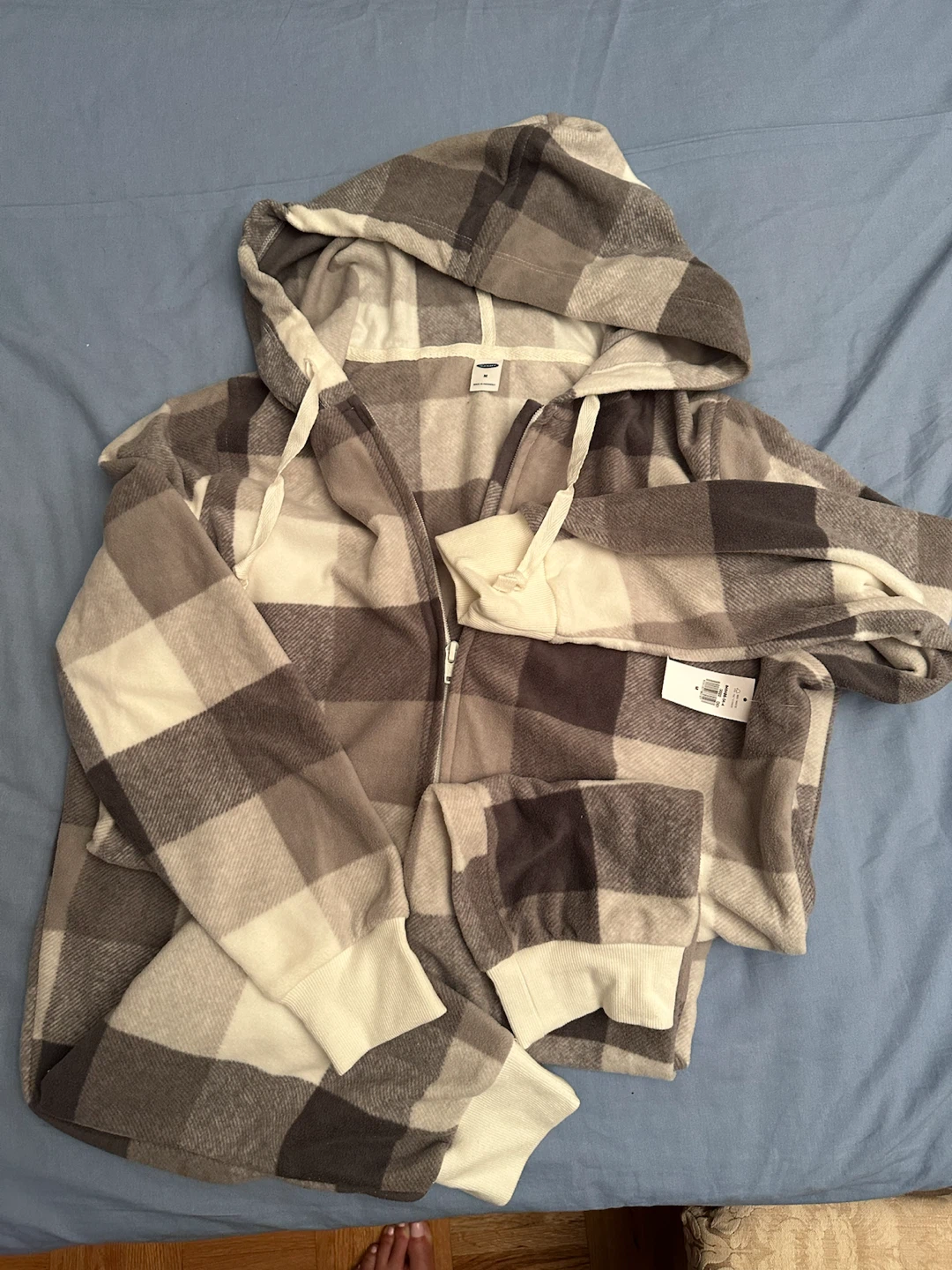 Old Navy Plaid Fleece Zip-Up Hoodie