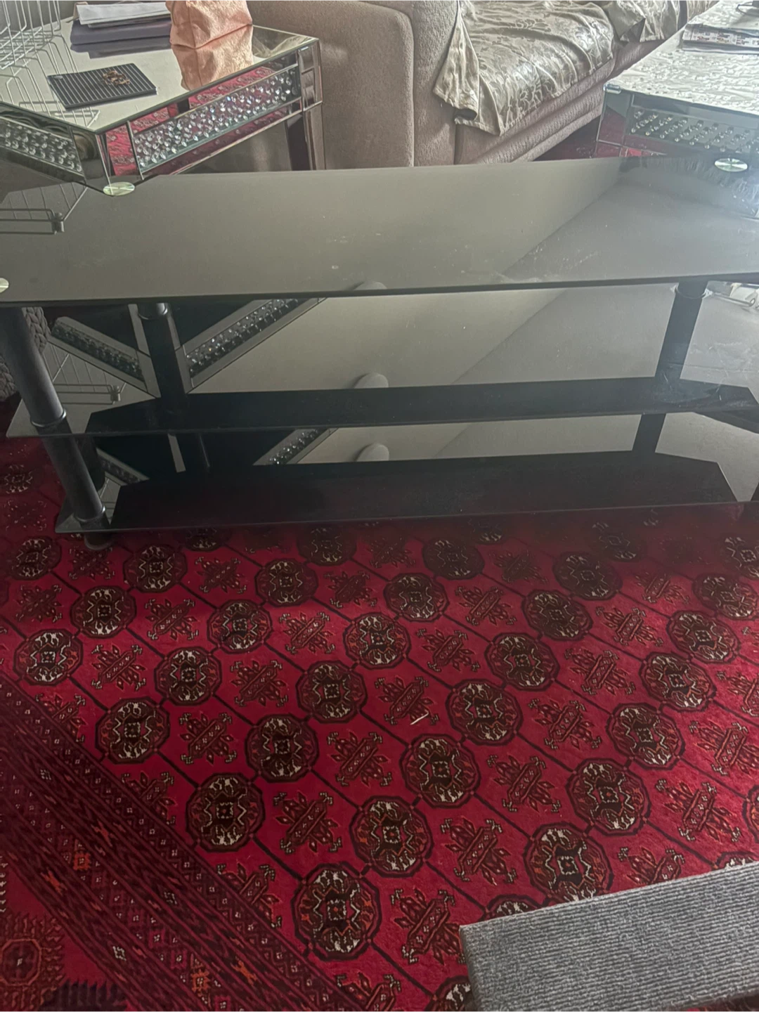 Black Glass Corner TV Stand - photo 2
