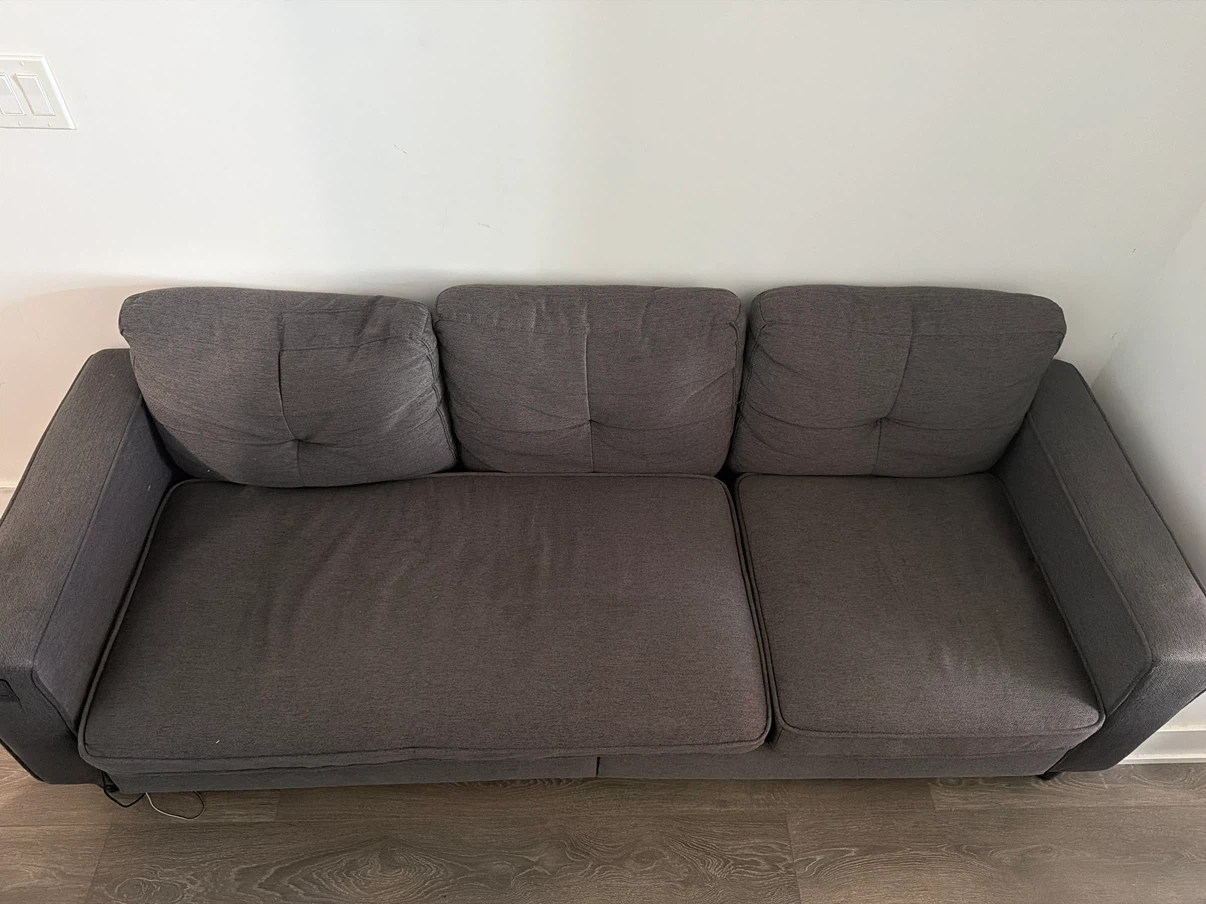 Three-Seater Grey Fabric Sofa - photo 2