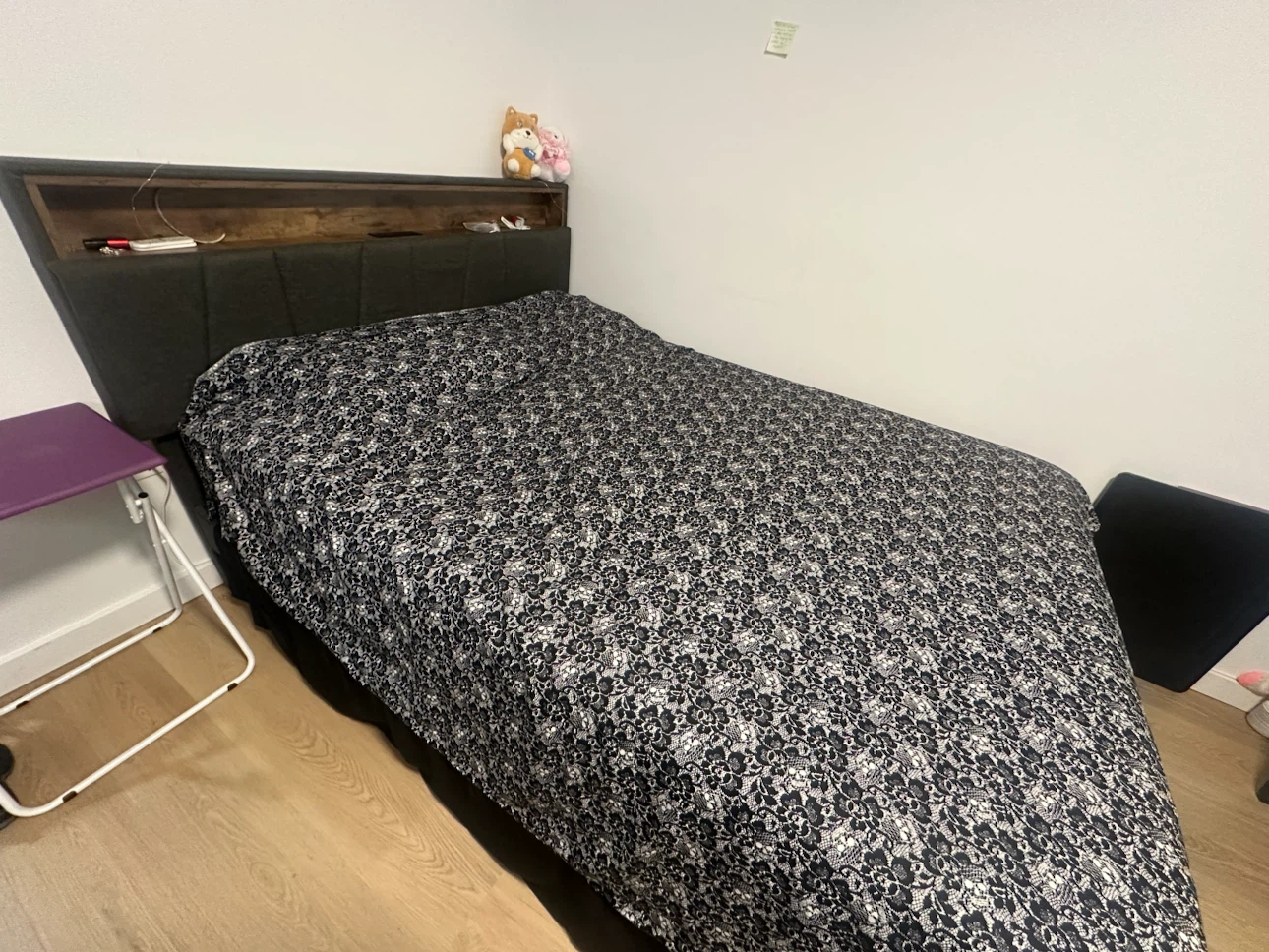 Upholstered Queen Bed Frame with Storage Headboard