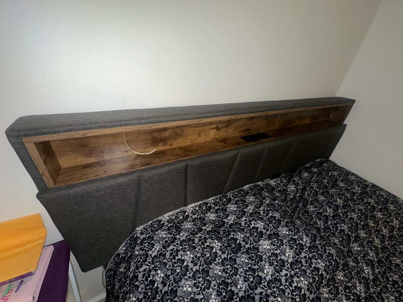 Upholstered Queen Bed Frame with Storage Headboard - photo 2