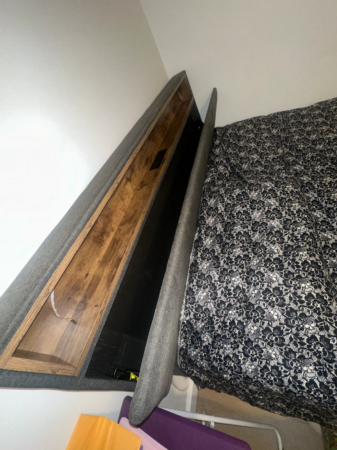 Upholstered Queen Bed Frame with Storage Headboard - photo 5