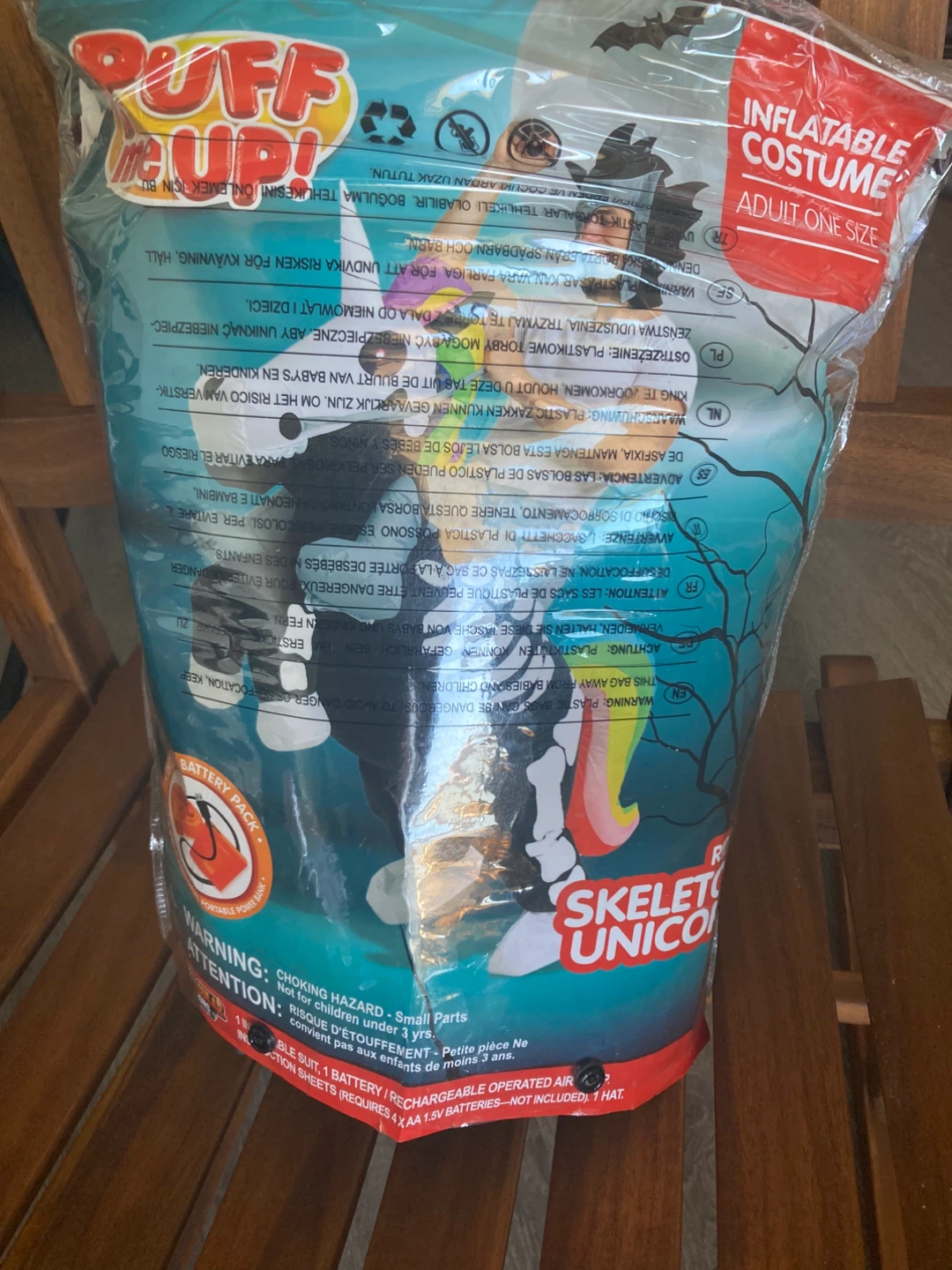 Puff Me Up Skeleton Unicorn Inflatable Costume