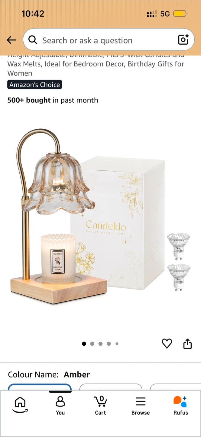 NOT USED/OPENED Amber color Candle Lamp with Timer from Amazon