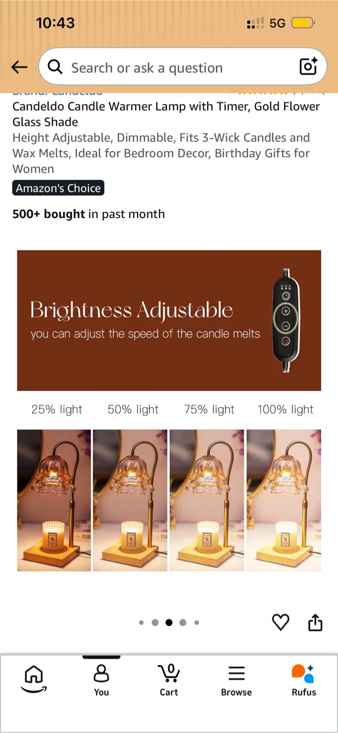 NOT USED/OPENED Amber color Candle Lamp with Timer from Amazon - photo 5