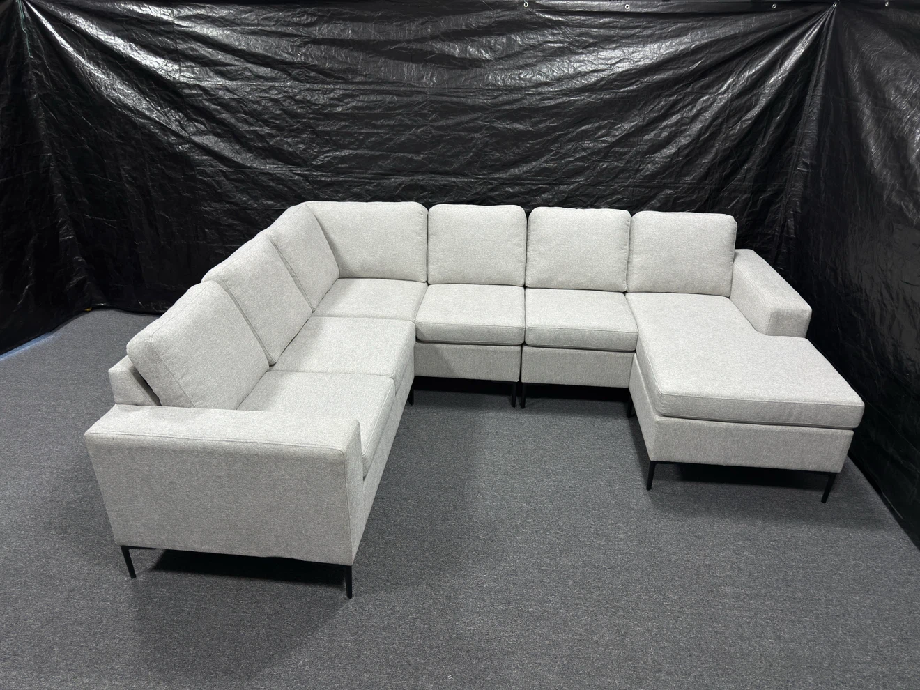 Light Grey Sectional Sofa with Chaise