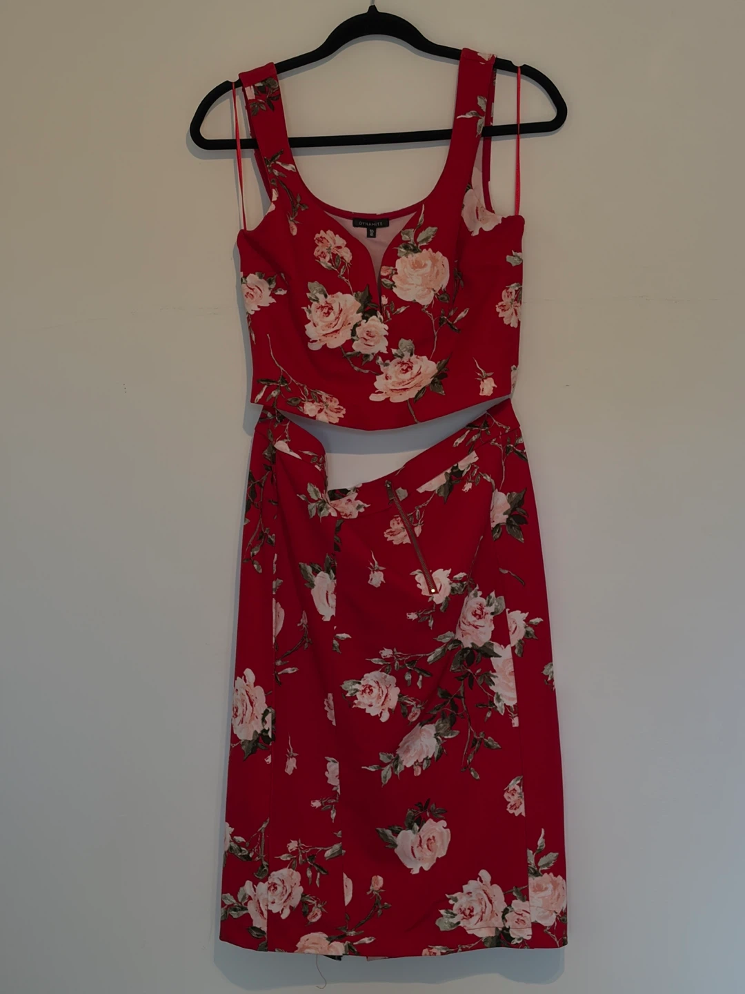 Dynamite Red Floral Print 2-Piece Skirt Set