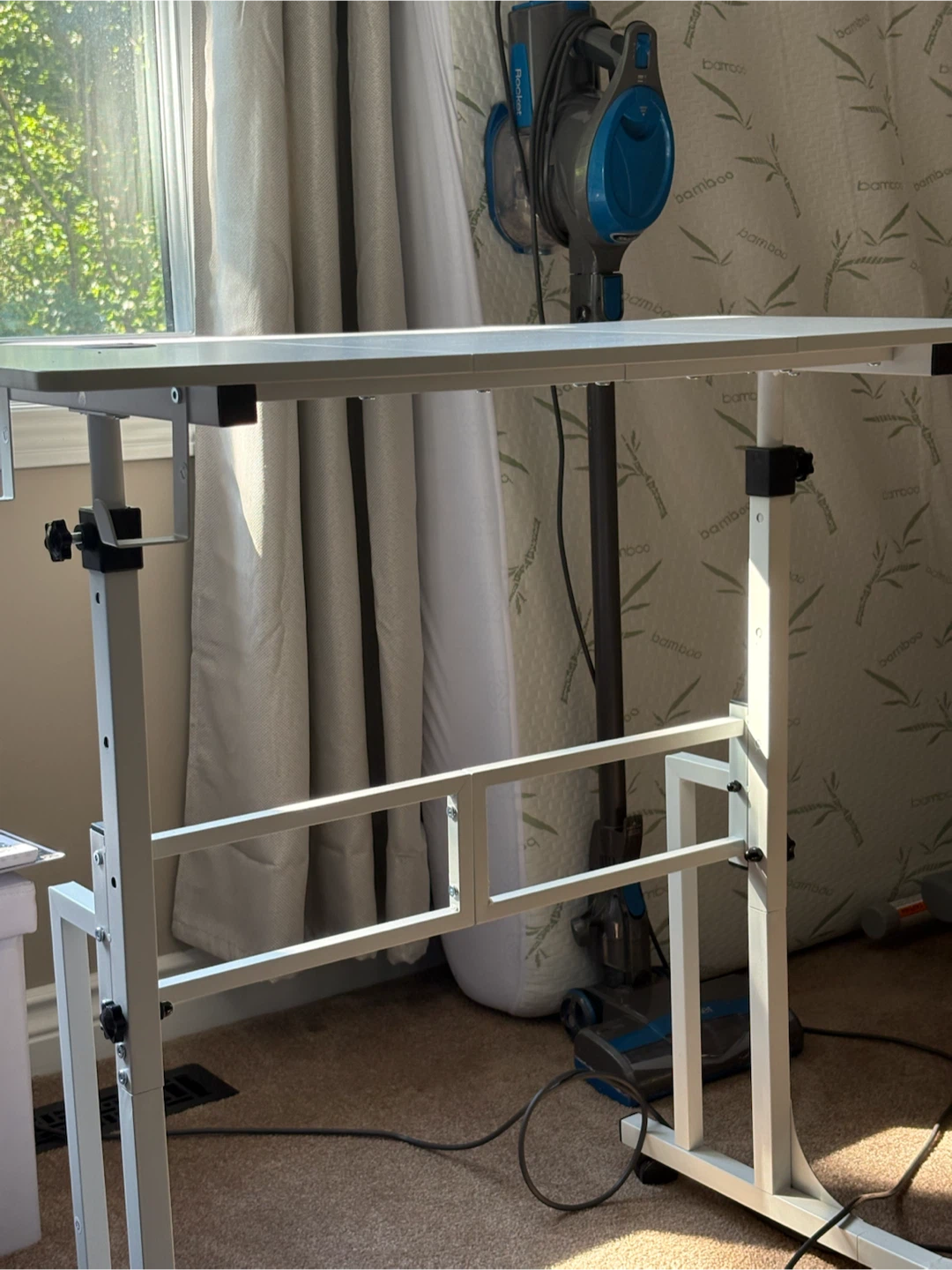 Adjustable White Rolling Standing Desk