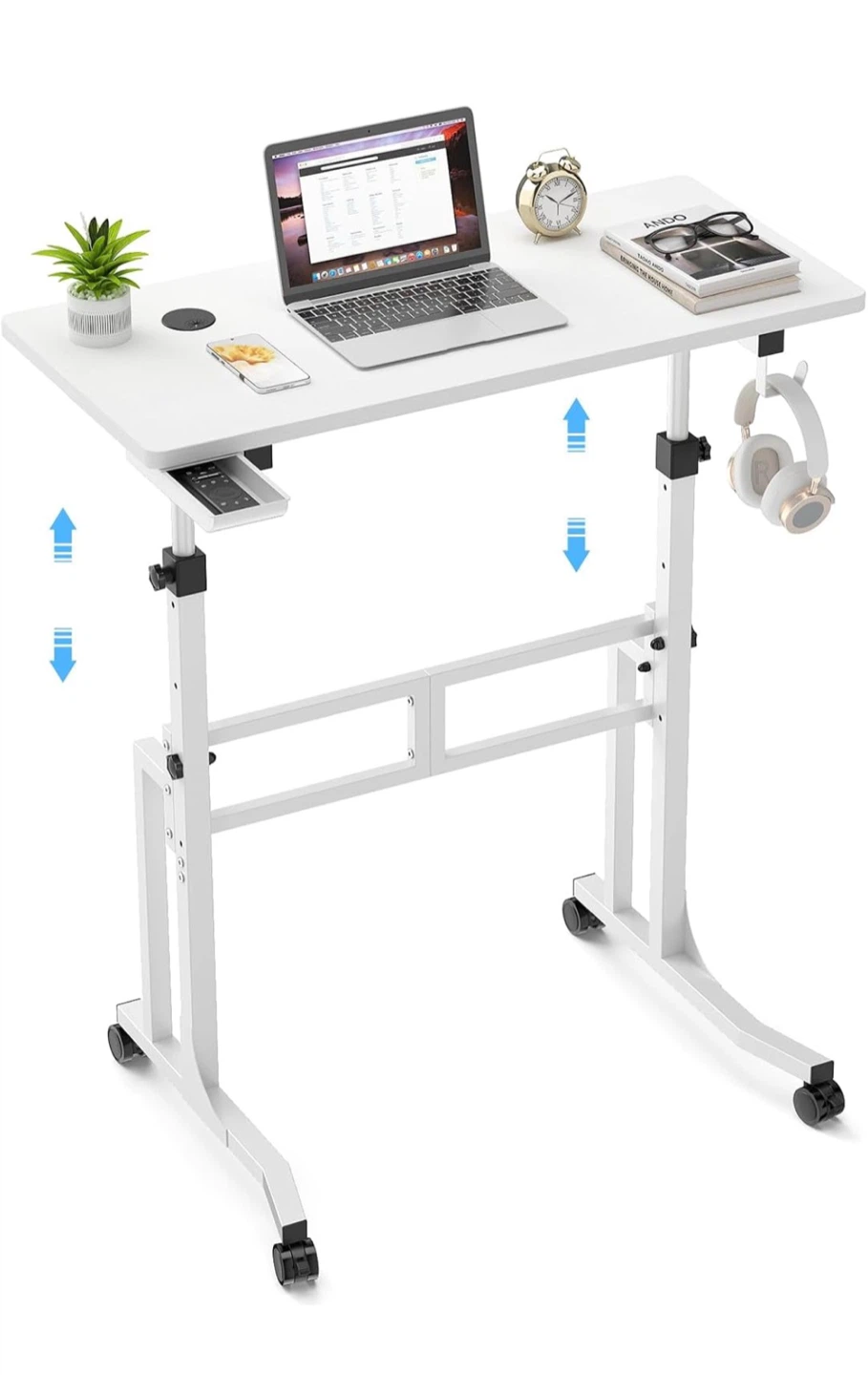 Adjustable White Rolling Standing Desk - photo 2