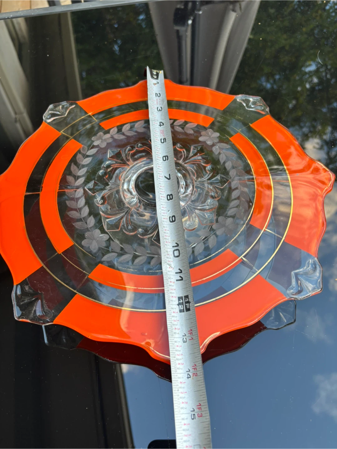 Vintage Orange and Clear Glass Serving Plate - photo 3